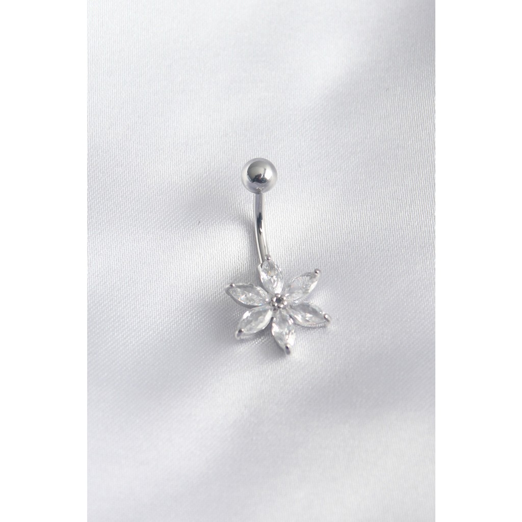 Takızon 316L Cerrahi Çelik Zirkon Taşlı Çiçek Model Kadın Göbek Piercing - TJ-PR1218 Diğer Fiyatı