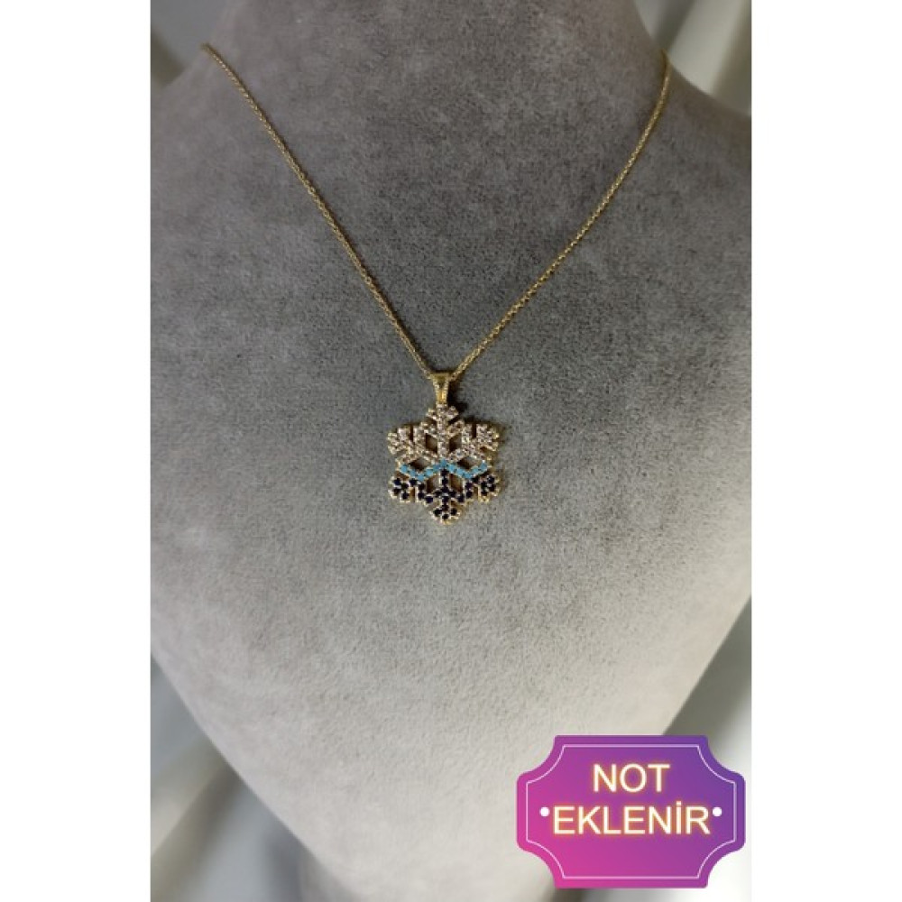 Takızon Gümüş Kaplama Kar Tanesi Zirkon Taşlı Gold Kadın Kolye Sevgiliye , Anneye Hediye Gümüş Kolye Fiyatı