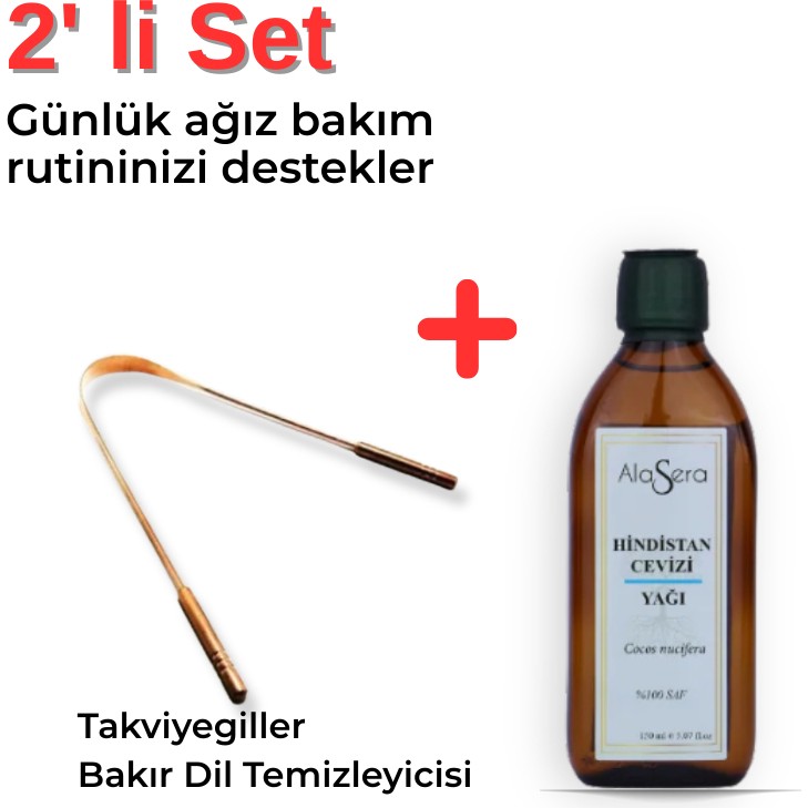 Takviyegiller Bakır Dil Temizleyicisi - Alasera Hindistan Cevizi Yağı 150 ml 2’li - 2'li Diğer Fiyatı