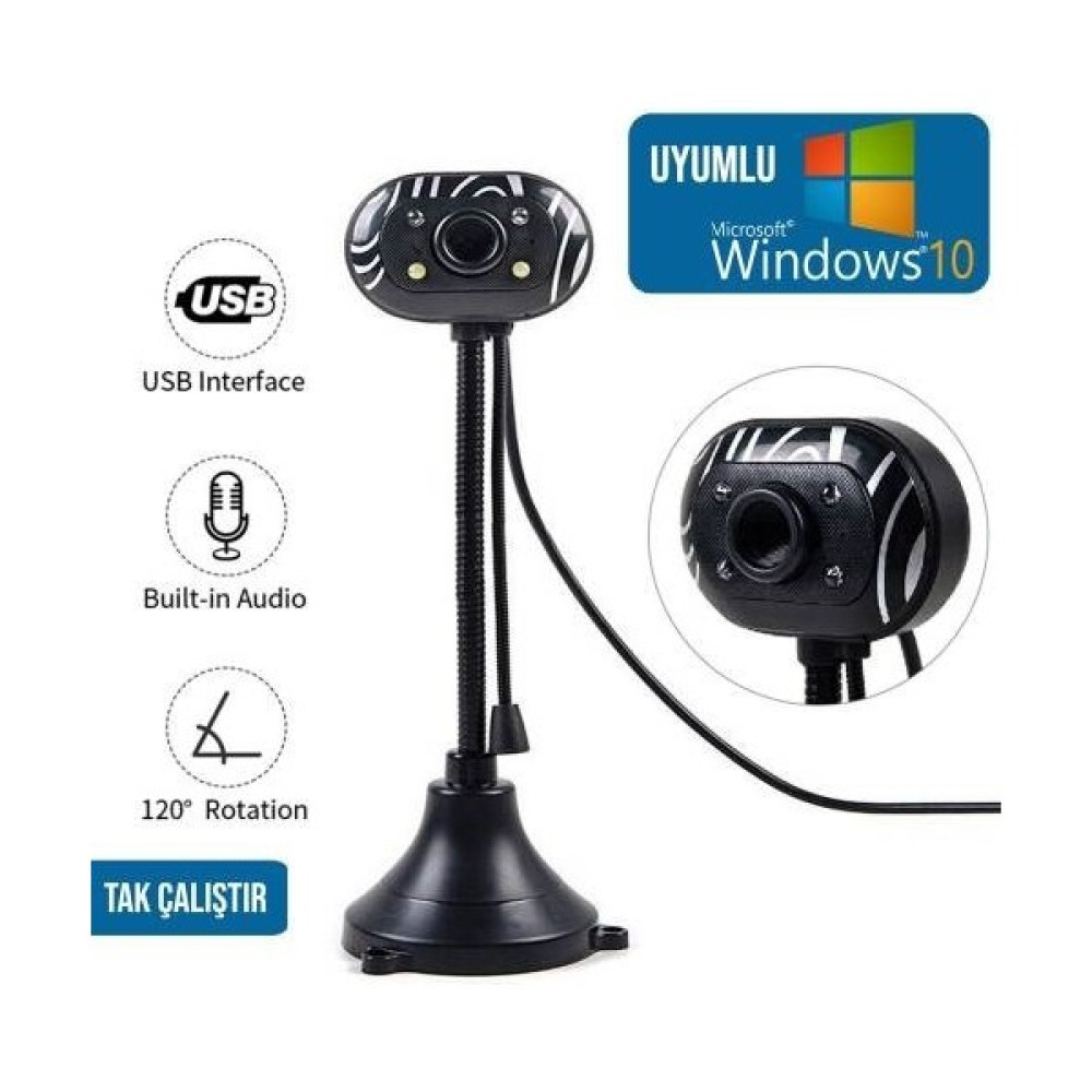 Taky S-502 Webcam Hd 1080P Mikrofonlu /sd Webcam  Kamera Manuel Odaklama Bilgisayar Kamerası Web Kameraları Fiyatı