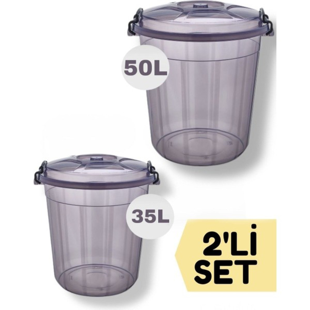 Takyaka Premium Kilitli Erzak /un/ Bakliyat Saklama Kovası 35/50 Lt Ikili Set Saklama Kapları Fiyatı