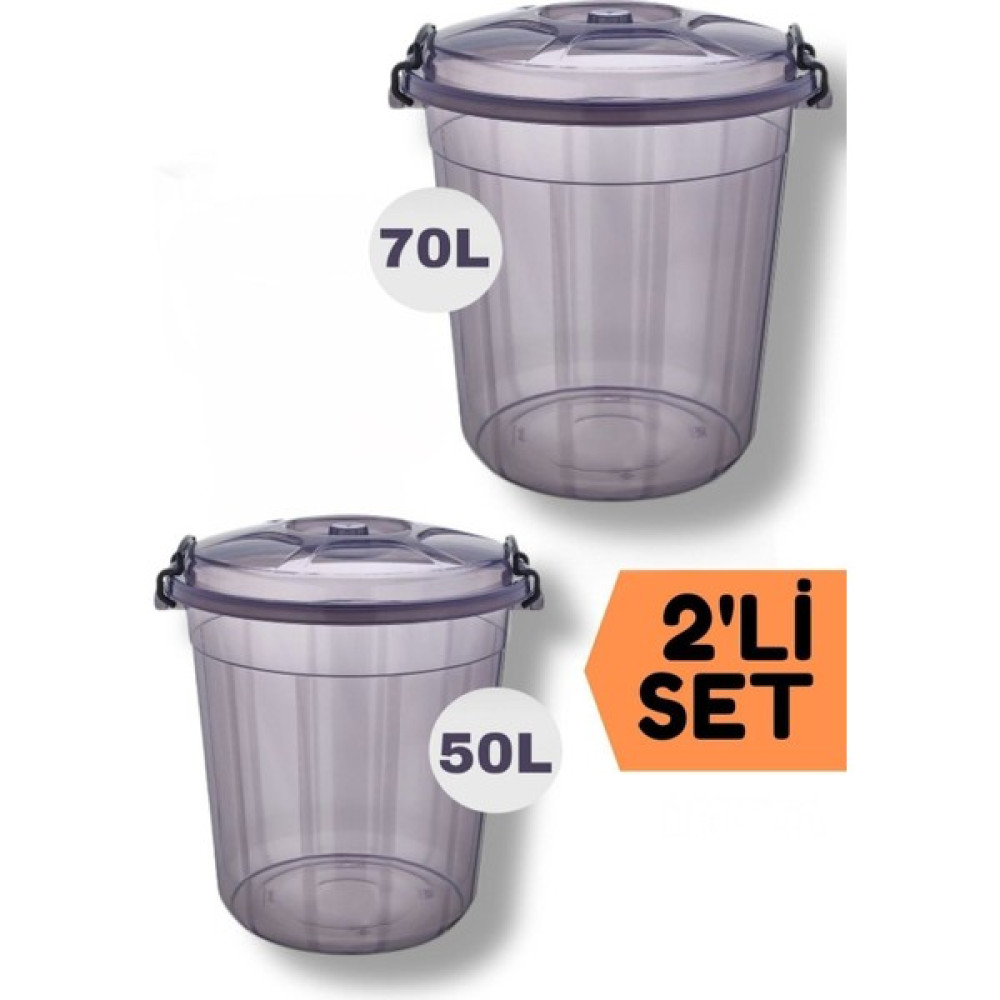 Takyaka Premium Kilitli Erzak /un/ Bakliyat Saklama Kovası 50/70 Lt Ikili Set Saklama Kapları Fiyatı
