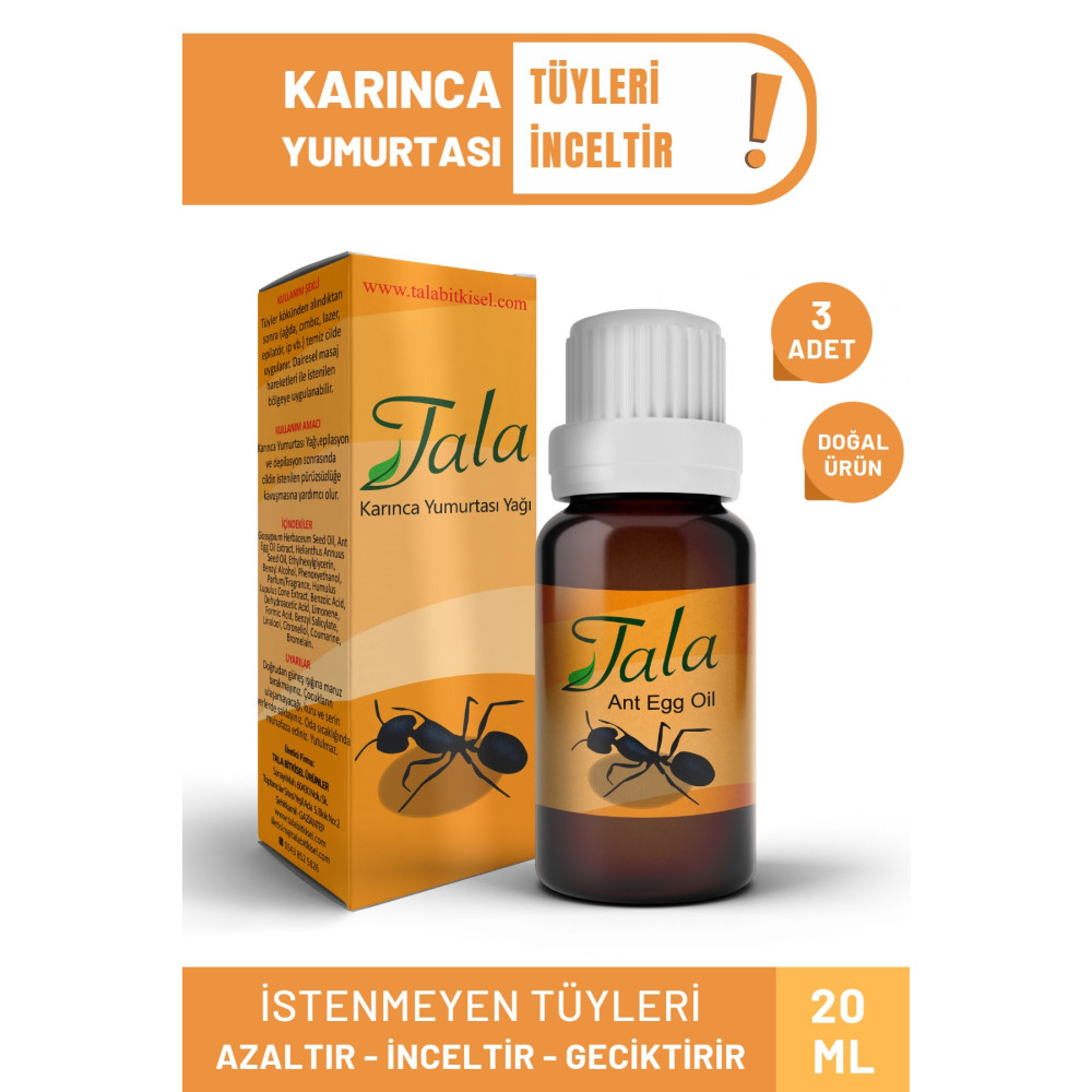 Tala Tüy Azaltıcı Ve Tüy Geciktirici Karınca Yumurtası Yağı 3 Adet Tüy Dökücüler ve Azaltıcılar Fiyatı