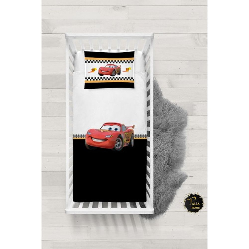 Talia Home Arabalı Şimşek Mcqueen Desenli Bebek Nevresim Takımı Çarşaflı TLABN-267 - Siyah - 100 x 150 cm Bebek Nevresim Takımı Fiyatı