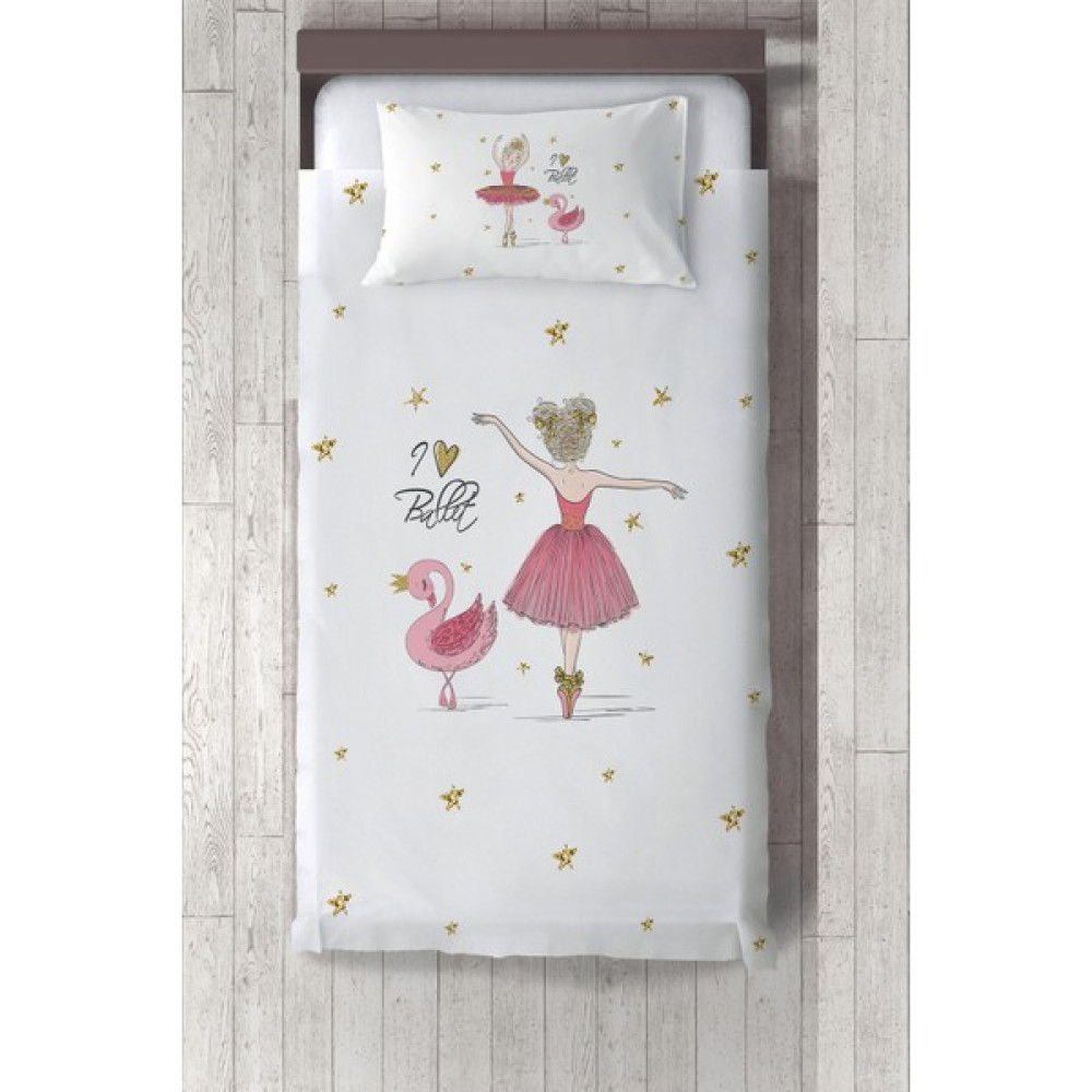 Talia Home  balerin Kız Çocuk Odası Yatak Örtüsü TLAY-106 - 245 x 220 cm - Beyaz Yatak Örtüsü Fiyatı