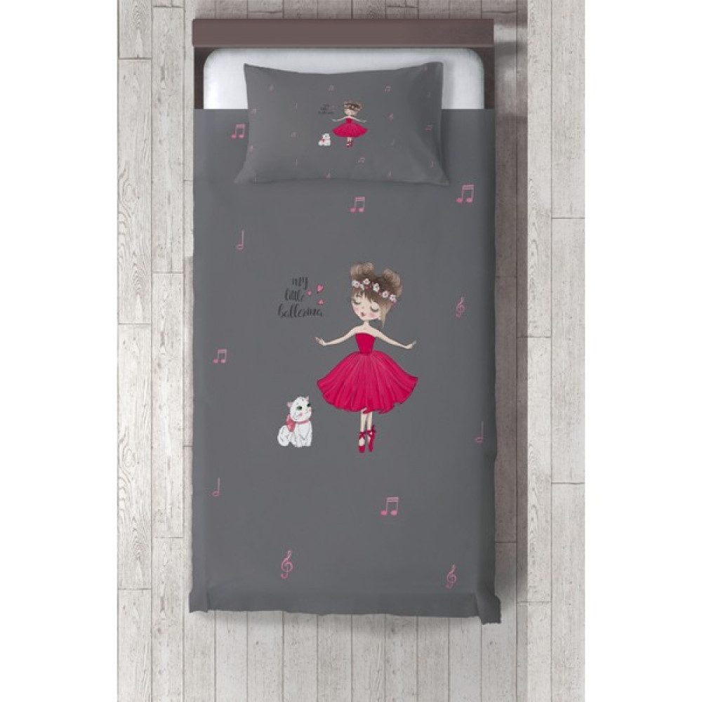 Talia Home  balerin Kız Desenli Çocuk Odası Yatak Örtüsü TLAY-190 - 329 x 220 cm - Gri Yatak Örtüsü Fiyatı
