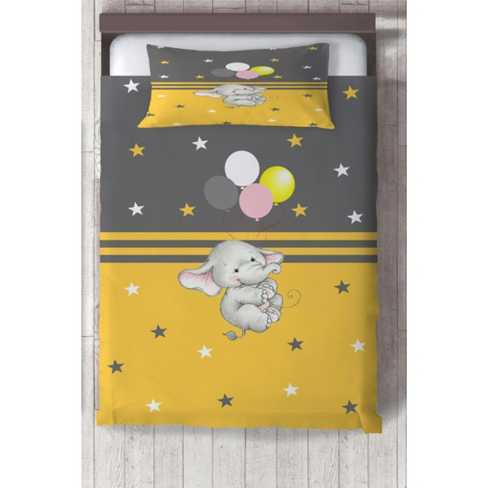 Talia Home  balonlu Fil Desenli Çocuk Odası Yatak Örtüsü TLAY-188 - 327 x 220 cm - Gri Yatak Örtüsü Fiyatı