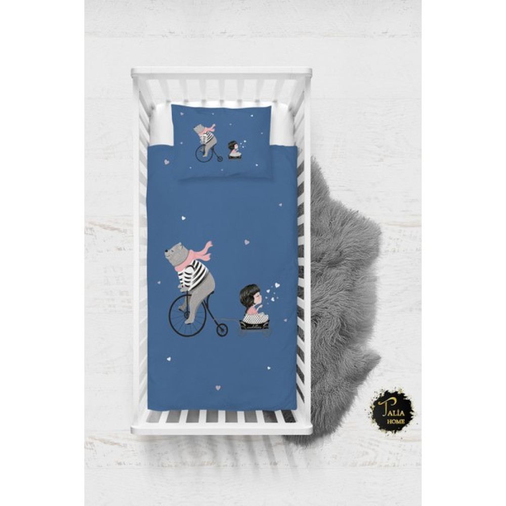 Talia Home Bisikletli Ayıcık ve Kız Desenli Bebek Nevresim Takımı Çarşaflı TLABN-183 - Mavi - 100 x 150 cm Bebek Nevresim Takımı Fiyatı