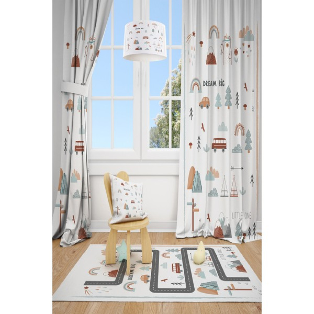 Talia Home Bulutlar Yıldızlar Çocuk Odası Bebek Odası Fon Perde 2 Kanat TLA-057 - 1 x 100 cm - Mavi Fon Perde Fiyatı