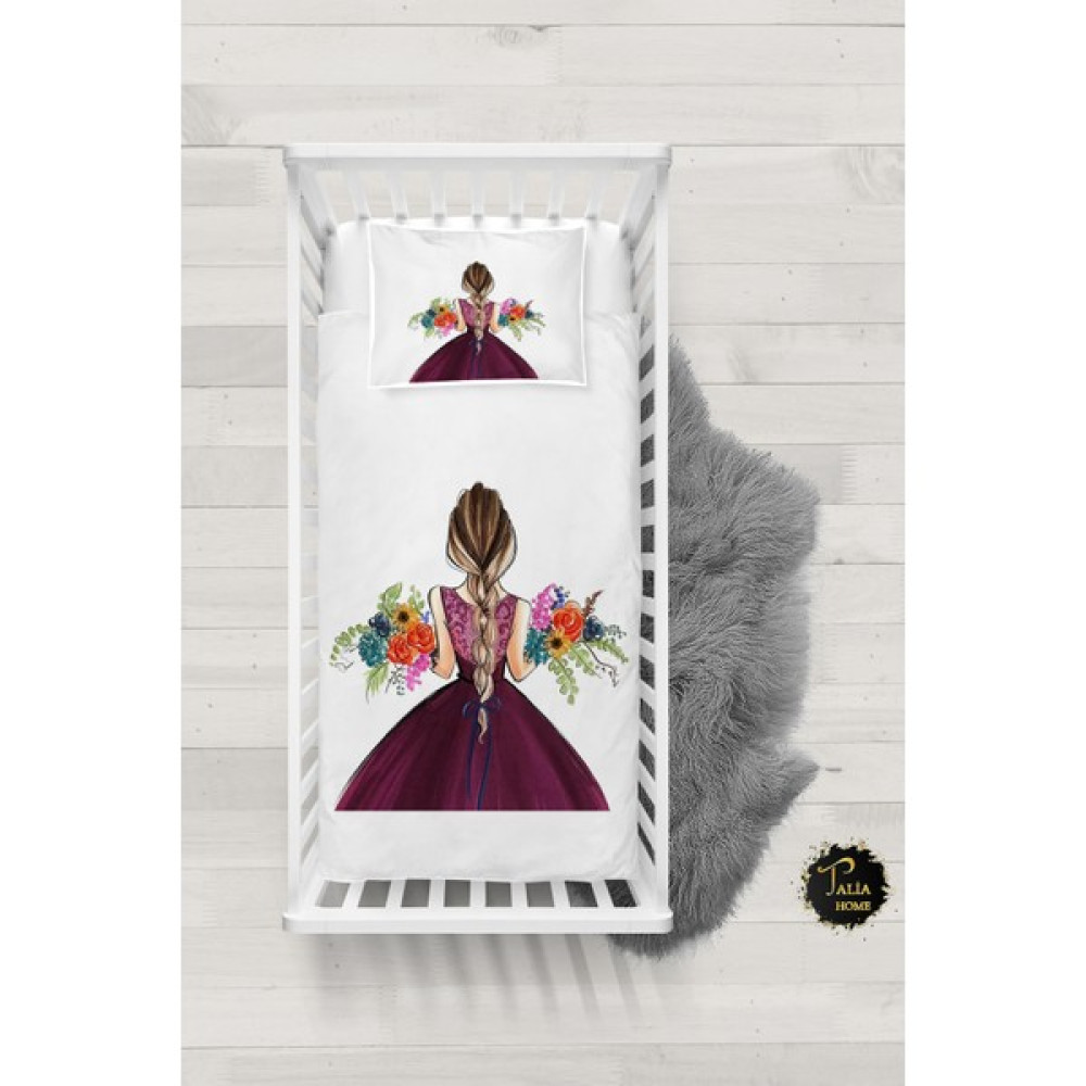 Talia Home Çiçekli Kız Desenli Bebek Nevresim Takımı Çarşaflı TLABN-295 - Beyaz - 100 x 150 cm Bebek Nevresim Takımı Fiyatı
