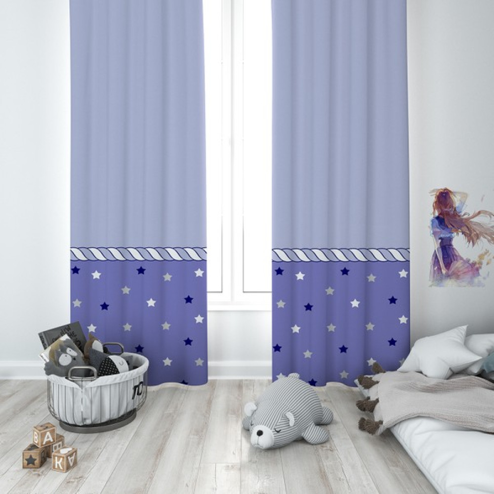Talia Home Çocuk Odası Bebek Odası Fon Perde 2 Kanat TLA-058 - 70 x 200 cm - Lila Fon Perde Fiyatı