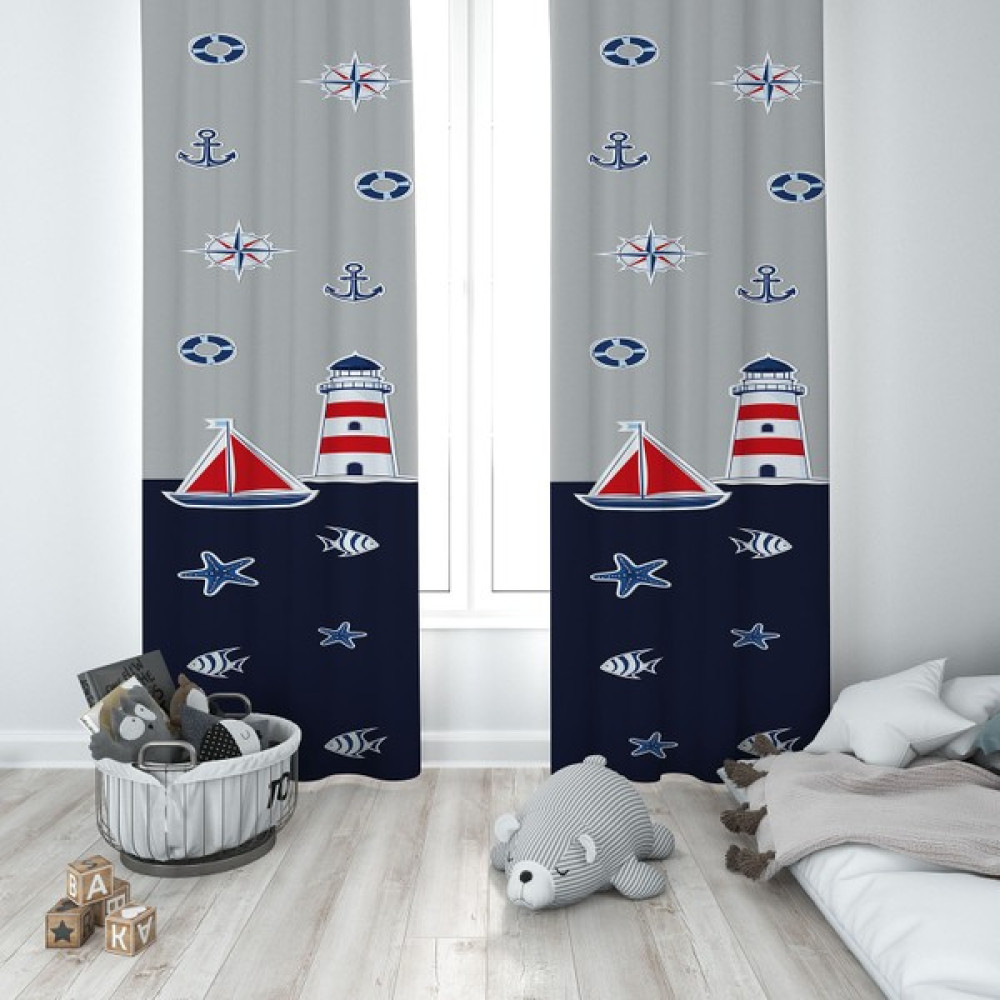 Talia Home Çocuk Odası Bebek Odası Fon Perde 2 Kanat TLA-089 - 70 x 200 cm - Gri Fon Perde Fiyatı