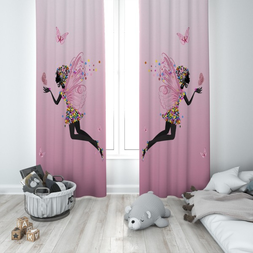 Talia Home Çocuk Odası Bebek Odası Fon Perde Modelleri 2 Kanat TLA-063 - 70 x 200 cm - Pembe Fon Perde Fiyatı
