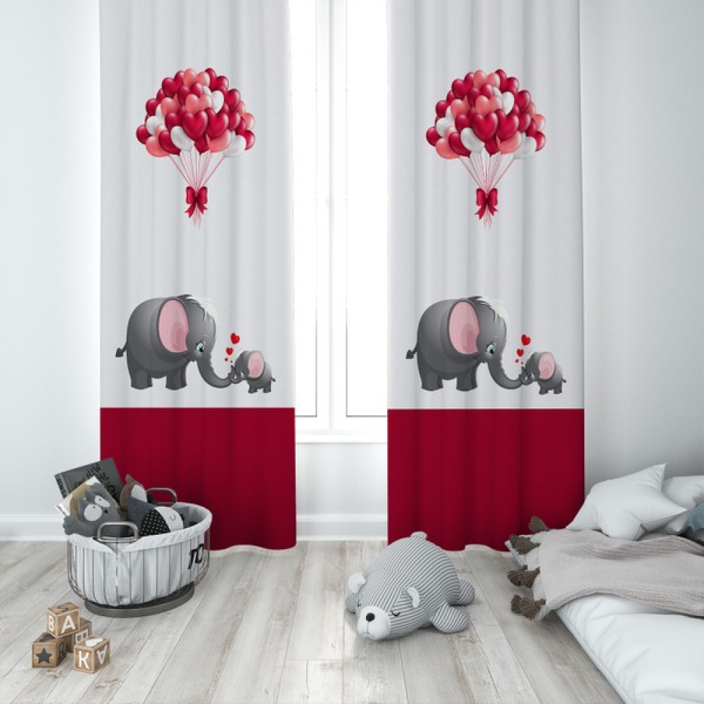 Talia Home Çocuk Odası Bebek Odası Kırmızı Fon Perde 2 Kanat TLA-030 - 70 x 200 cm Fon Perde Fiyatı