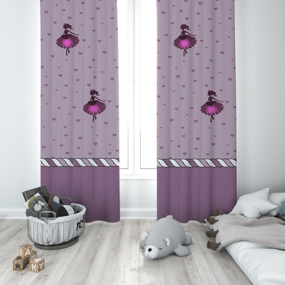 Talia Home Çocuk Odası Bebek Odası Lila Fon Perde 2 Kanat TLA-061 - 70 x 200 cm - Mor Fon Perde Fiyatı