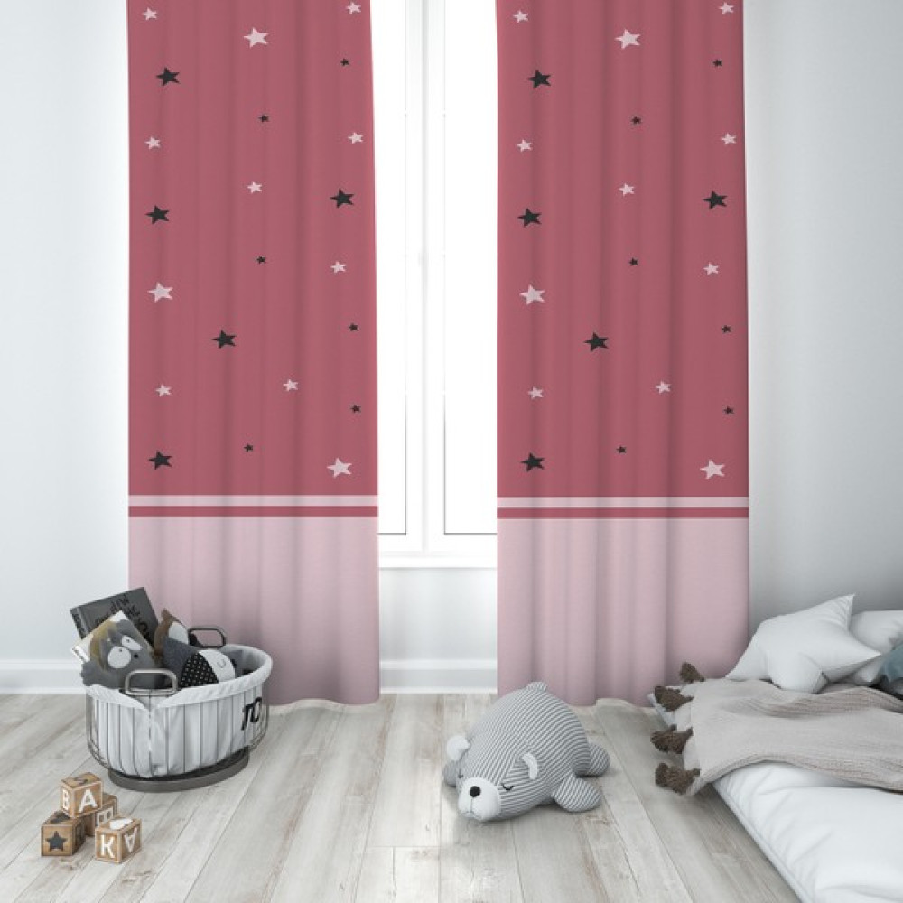 Talia Home Çocuk Odası Bebek Odası Pembe Fon Perde 2 Kanat TLA-034 - 70 x 200 cm - Pudra Fon Perde Fiyatı