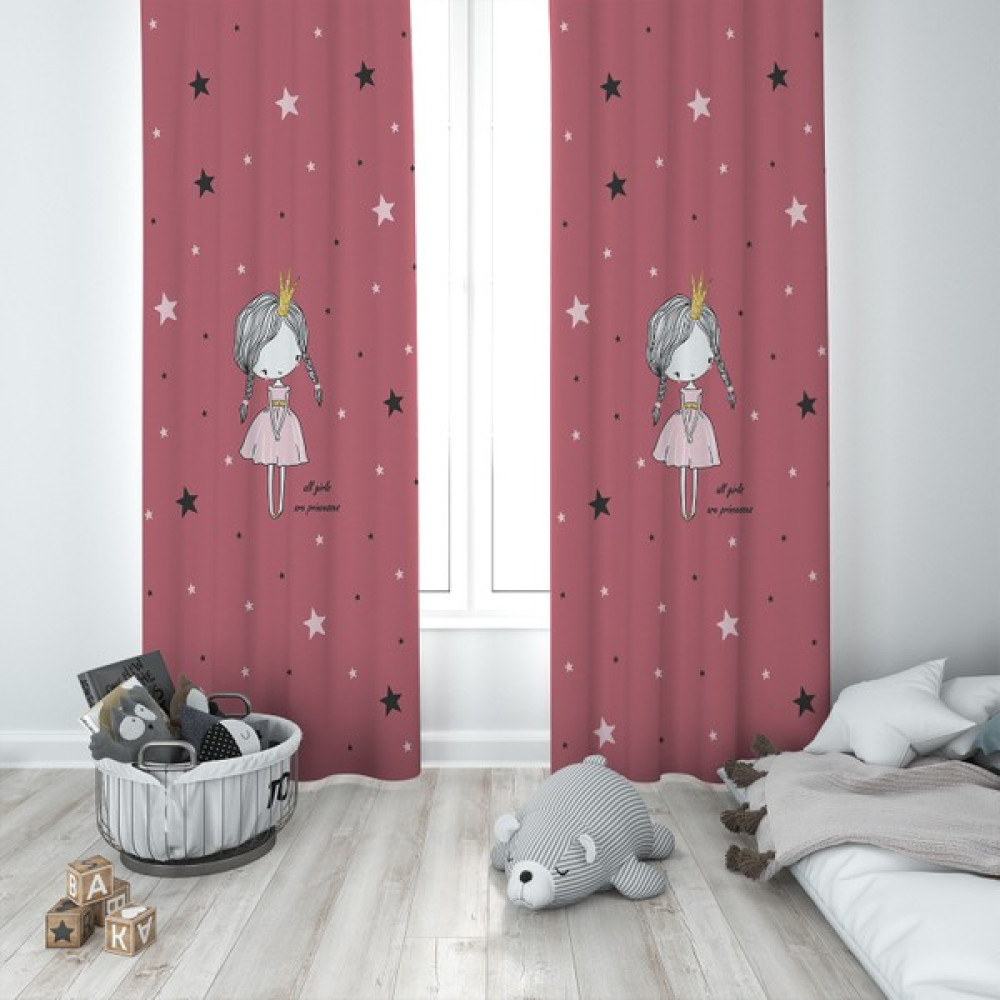 Talia Home Çocuk Odası Bebek Odası Pembe Fon Perde 2 Kanat TLA-042 - 70 x 200 cm - Pudra Fon Perde Fiyatı