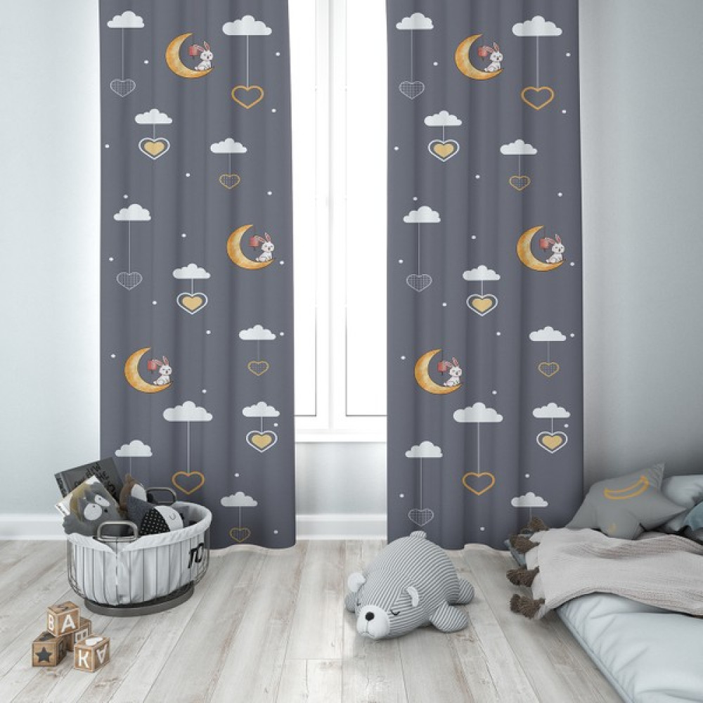 Talia Home Çocuk Odası Bebek Odası Uyku Fon Perde 2 Kanat TLA-070 - 70 x 200 cm - Gri Fon Perde Fiyatı