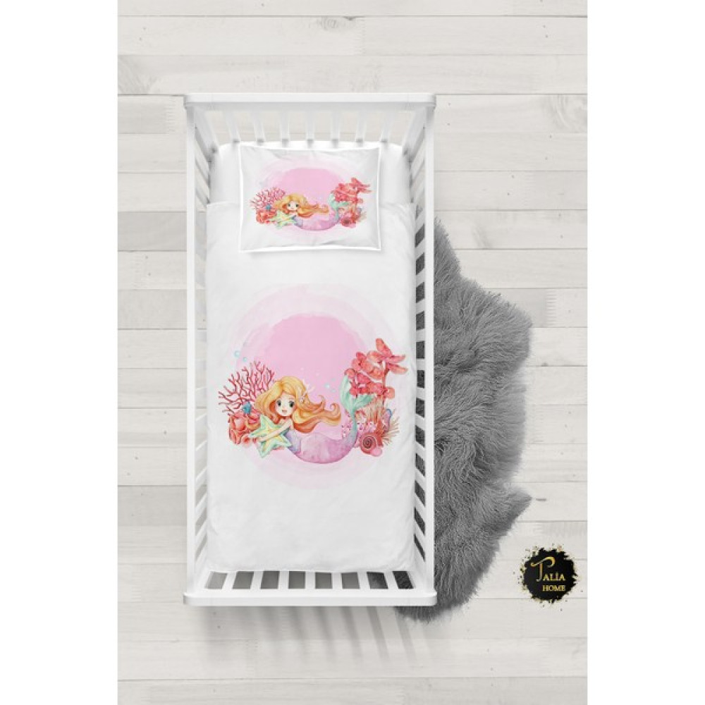 Talia Home Deniz Kızı Desenli Bebek Nevresim Takımı Çarşaflı TLABN-253 - Beyaz - 100 x 150 cm Bebek Nevresim Takımı Fiyatı