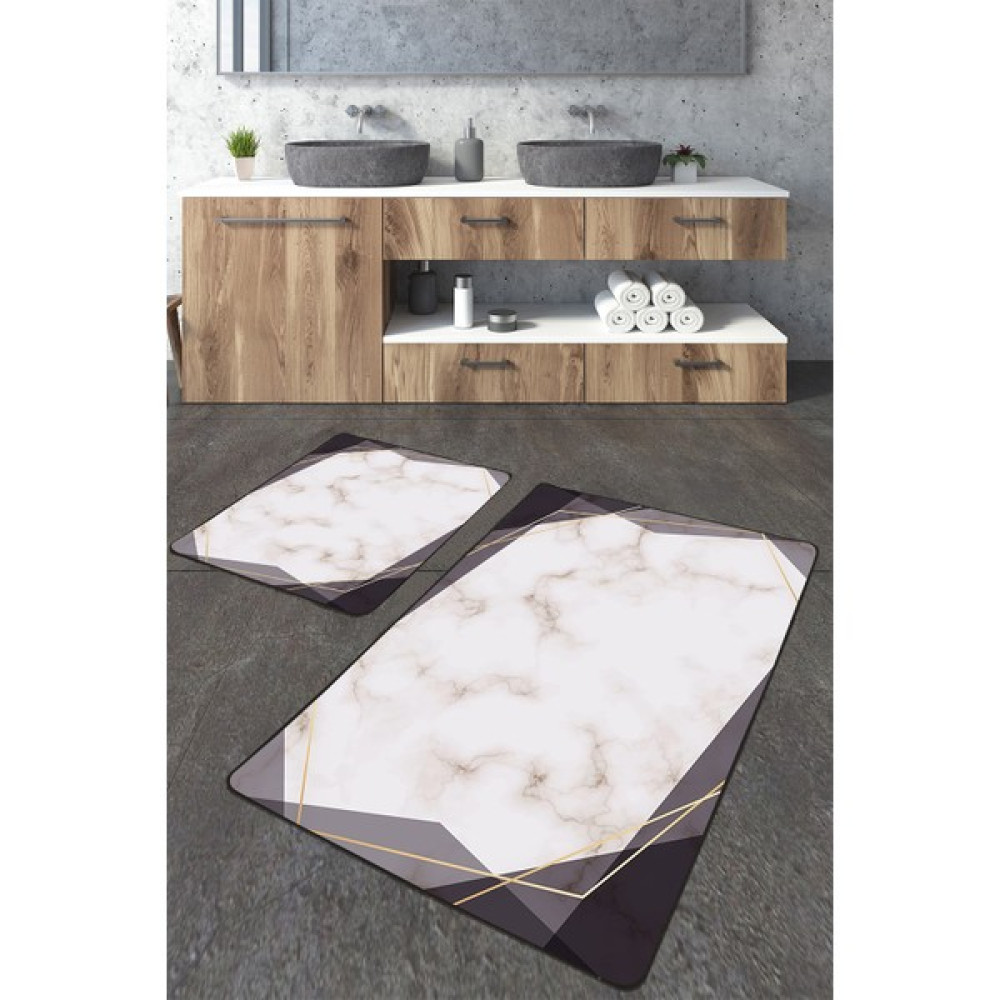 Talia Home Flu Mermer Desenli 2'li Banyo Paspas Seti TLAHMP-218 - Beyaz Klozet Takımı Fiyatı