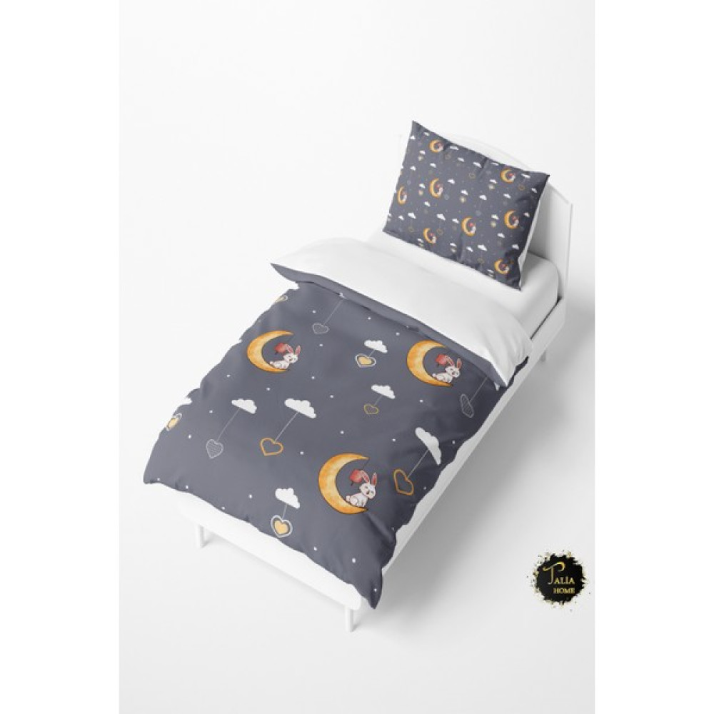 Talia Home Gri Ay ve Bulut Desenli Bebek ve Çocuk Nevresim Takımı TLAN-070 - 160 x 220 cm Bebek Nevresim Takımı Fiyatı