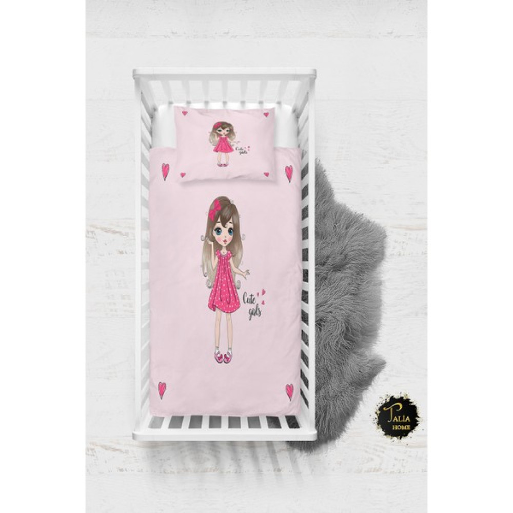 Talia Home Kalpli Pembe Kız Bebek Nevresim Takımı Çarşaflı TLABN-013 - 100 x 150 cm Bebek Nevresim Takımı Fiyatı