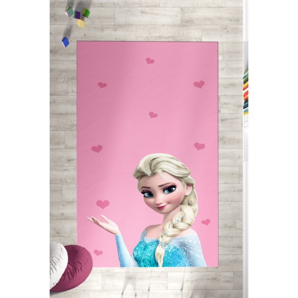 Talia Home Karlar Ülkesi Elsalı Çocuk Halısı Elsa TLAH-069 TLAH-069 - Pembe - 80 x 150  cm Bebek Odası Halı Fiyatı