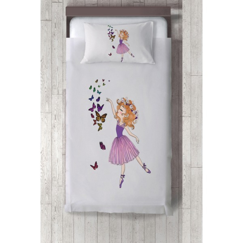 Talia Home  kelebekli Kız Çocuk Odası Yatak Örtüsü TLAY-173 - 312 x 220 cm - Beyaz Yatak Örtüsü Fiyatı