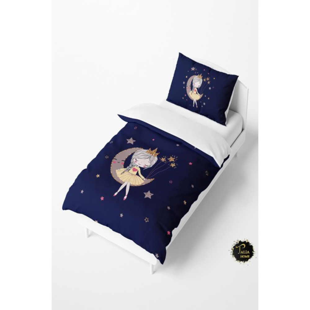 Talia Home Lacivert Ay'da Oturan Kız Bebek ve Çocuk Nevresim Takımı TLAN-086 - 160 x 220 cm Bebek Nevresim Takımı Fiyatı