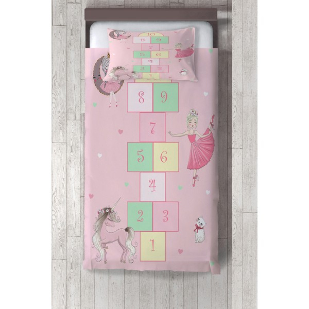 Talia Home  pembe Kız Desenli Çocuk ve Bebek Odası Yatak Örtüsü TLAY-297 - 434 x 220 cm - Pembe Yatak Örtüsü Fiyatı