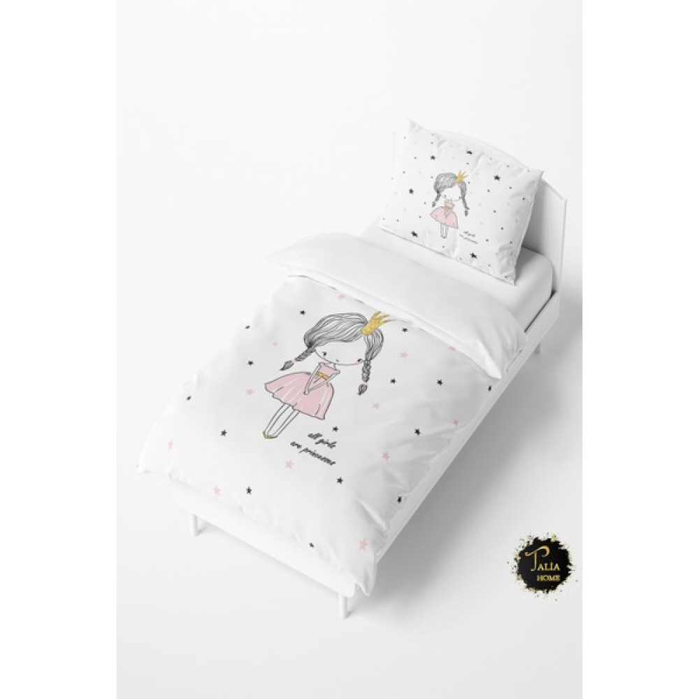 Talia Home Prenses Kız Bebek ve Çocuk Nevresim Takımı TLAN-146 - Beyaz - 160 x 220 cm Bebek Nevresim Takımı Fiyatı