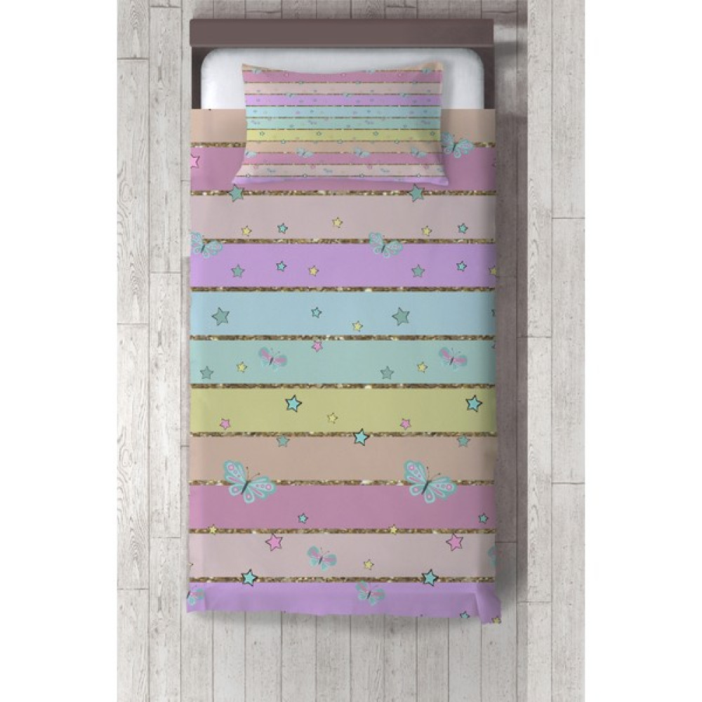 Talia Home  renkli Şerit Desenli Yatak Örtüsü TLAY-292 - 429 x 220 cm - Mor Yatak Örtüsü Fiyatı