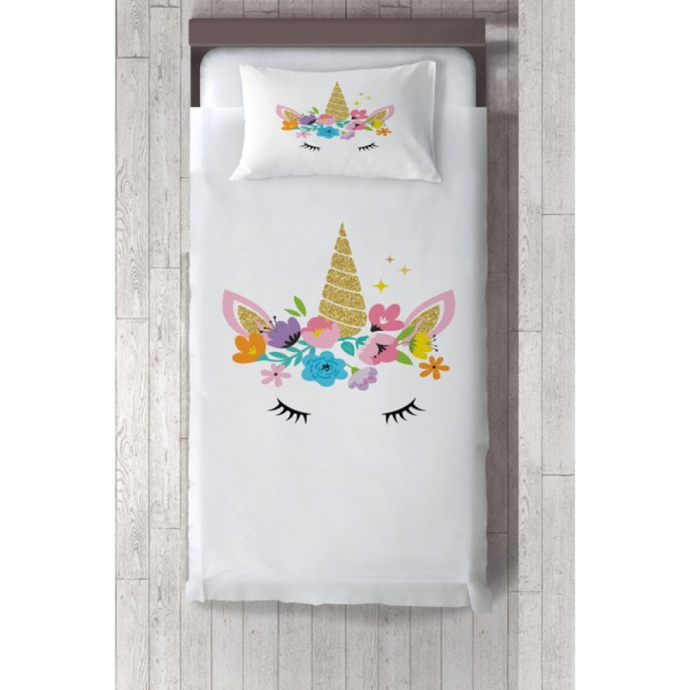 Talia Home  unicornlu Kız Çocuk ve Bebek Odası Yatak Örtüsü TLAY-241 - 379 x 220 cm - Beyaz Yatak Örtüsü Fiyatı