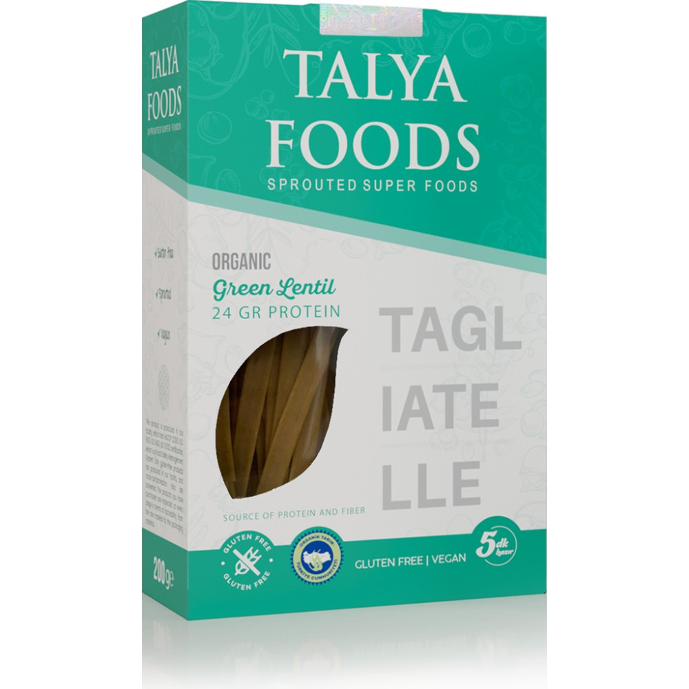 Talya Foods 200 gr Organik Yeşil Mercimek Tagliatelle Gluten Free ve 24g Protein İçerir Makarnalar Fiyatı