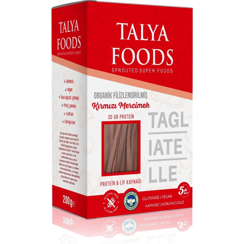 Talya Foods Filizlendirilmiş Kırmızı Mercimek Tagliatelle 200g - 200 gr Makarnalar Fiyatı