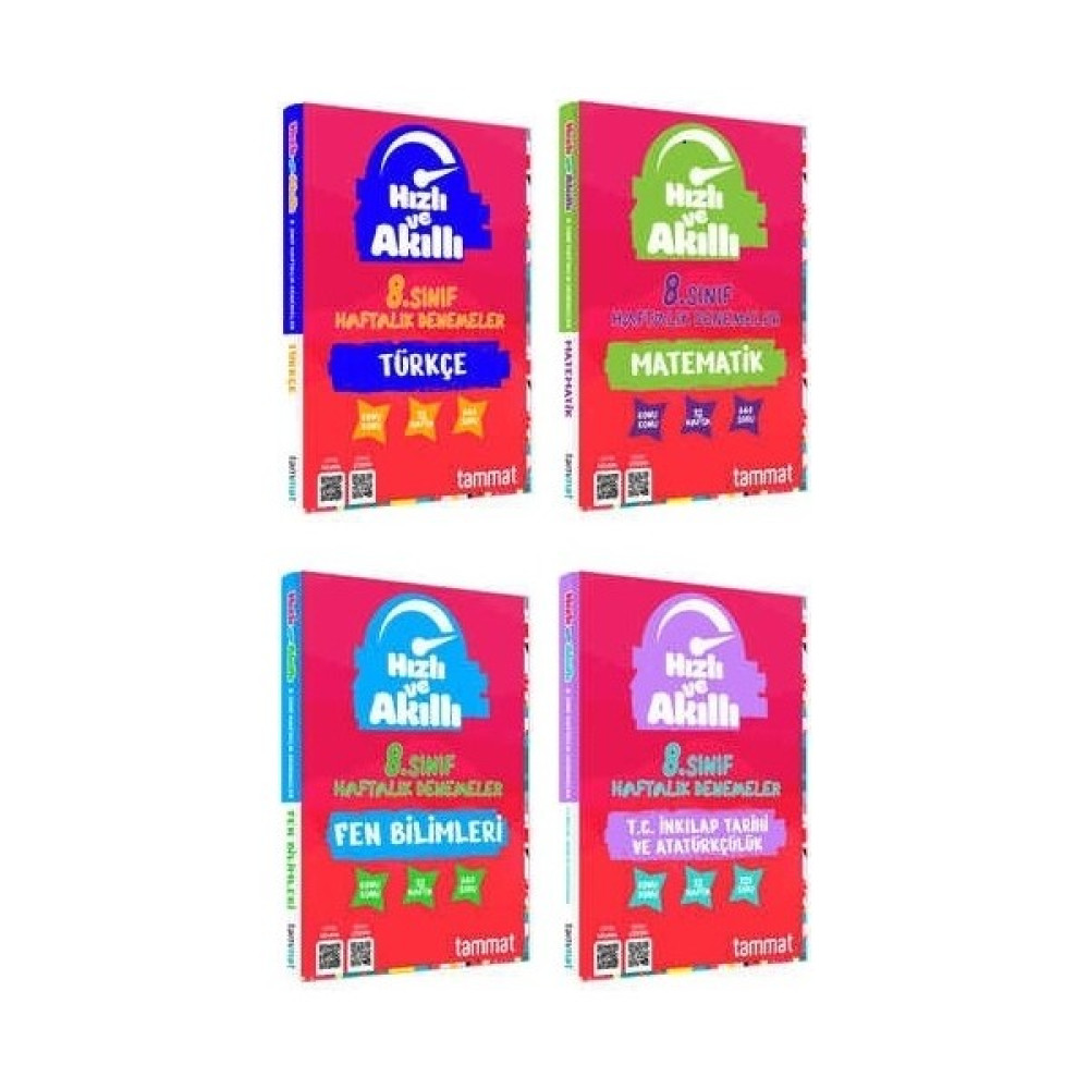 Tammat Yayıncılık Tammat 8. Sınıf Lgs Hızlı ve Akıllı 32 Haftalık Türkçe - Matematik - Fen - Inkılap Branş Deneme Seti Ders Sınav Kitapları Fiyatı