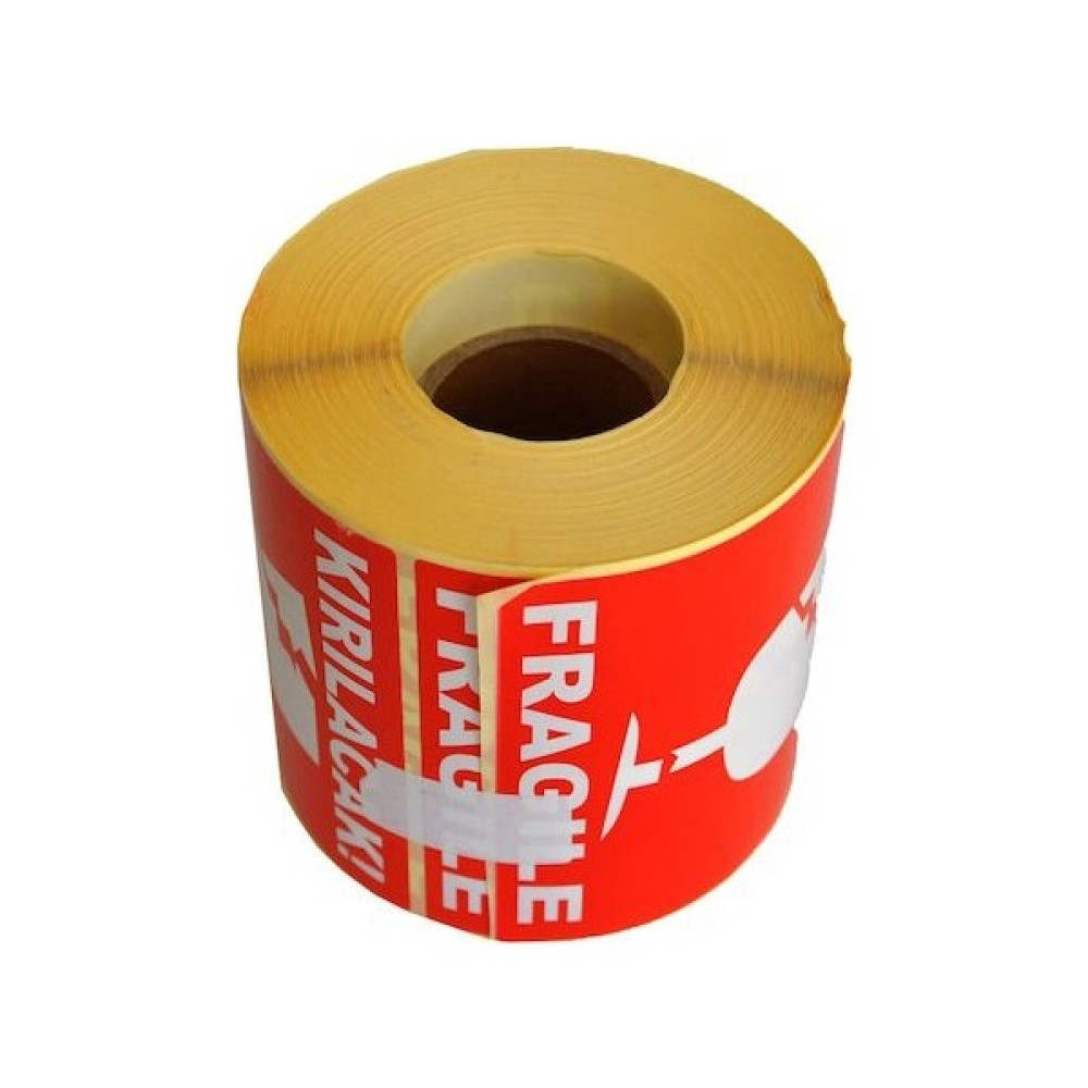 TamTedarikci Dikkat Kırılır ETIKETI-100MM*100MM-500 Adet Sarımlı-5 Rulo - Kırmızı Etiket Makinesi Fiyatı
