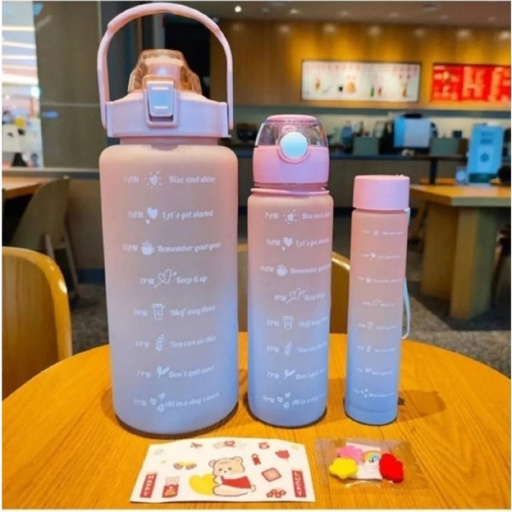 Tamu Motivasyonel 3lü Set Su Matarası Su Şişesi Suluk 2LT+900ML+600ML Tritan Spor Salonu Su Şişesi Suluk Suluk Fiyatı