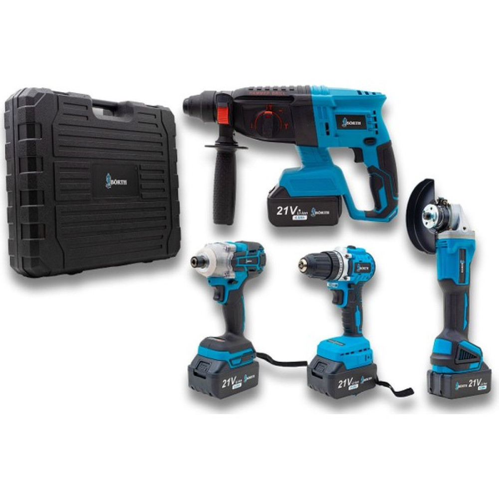 Tan Börth Akülü 4-Lü Set Hilti & Taşlma & Mandrenli Matkap & Torklu Somun Sıkma Elektrikli El Aletleri Fiyatı