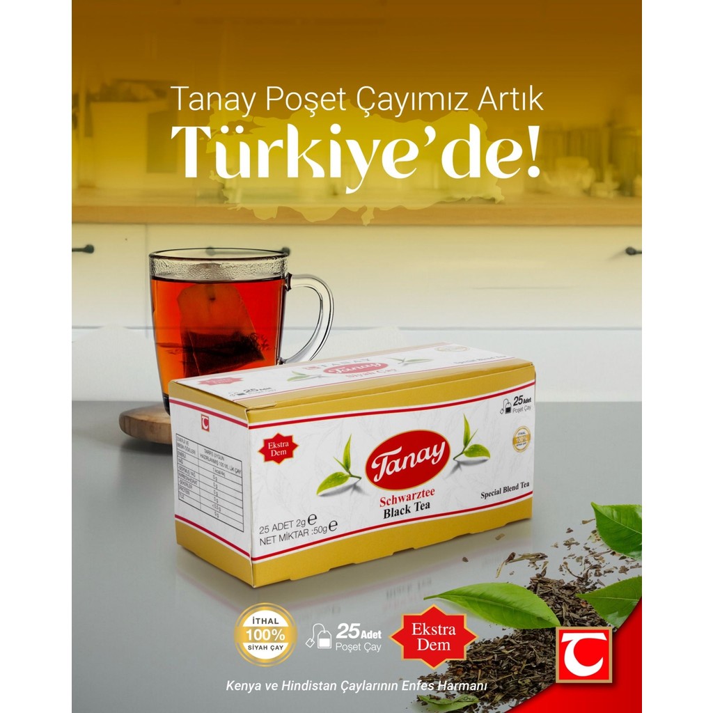Tanay Sallama Siyah Çay Bardak Poşet 2 gr x 25'li Diğer Fiyatı