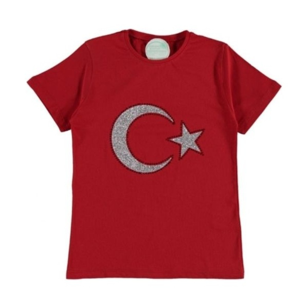 Tanem Bebe Unısex 23 Nisan 29 Ekim Özel Gün Kırmızı Taşlı Aplikeli Ay Yıldız Baskılı T-Shırt Erkek Çocuk T-shirt Fiyatı