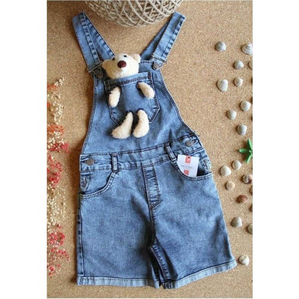 Tanem Bebe Unisex Çocuk Ayıcıklı Siyah Kot Salopet Pantolon Bebek Tulumu Fiyatı