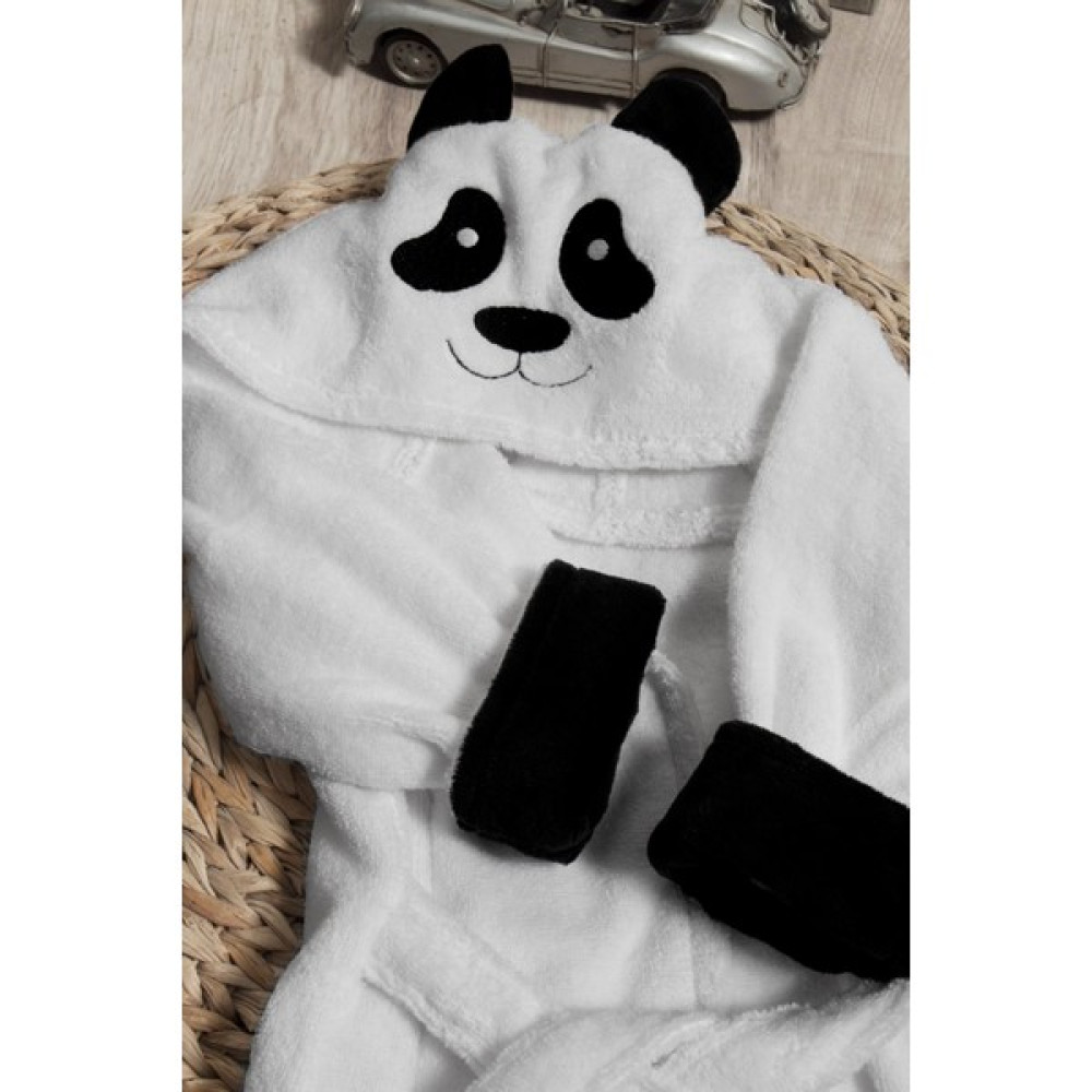 Tanem Home %100 Pamuk Panda Desen Nakışlı Çocuk Bornozu Kız / Erkek - 4 - 5 Yaş - Beyaz Bornoz Fiyatı
