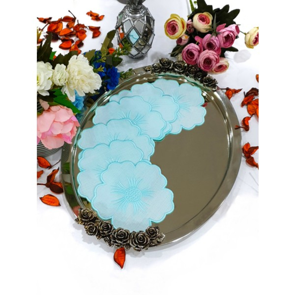 Tanem Home Çiçek Desen Nakışlı Bardak Altlığı 15 x 15 cm Oto Boyaları Fiyatı