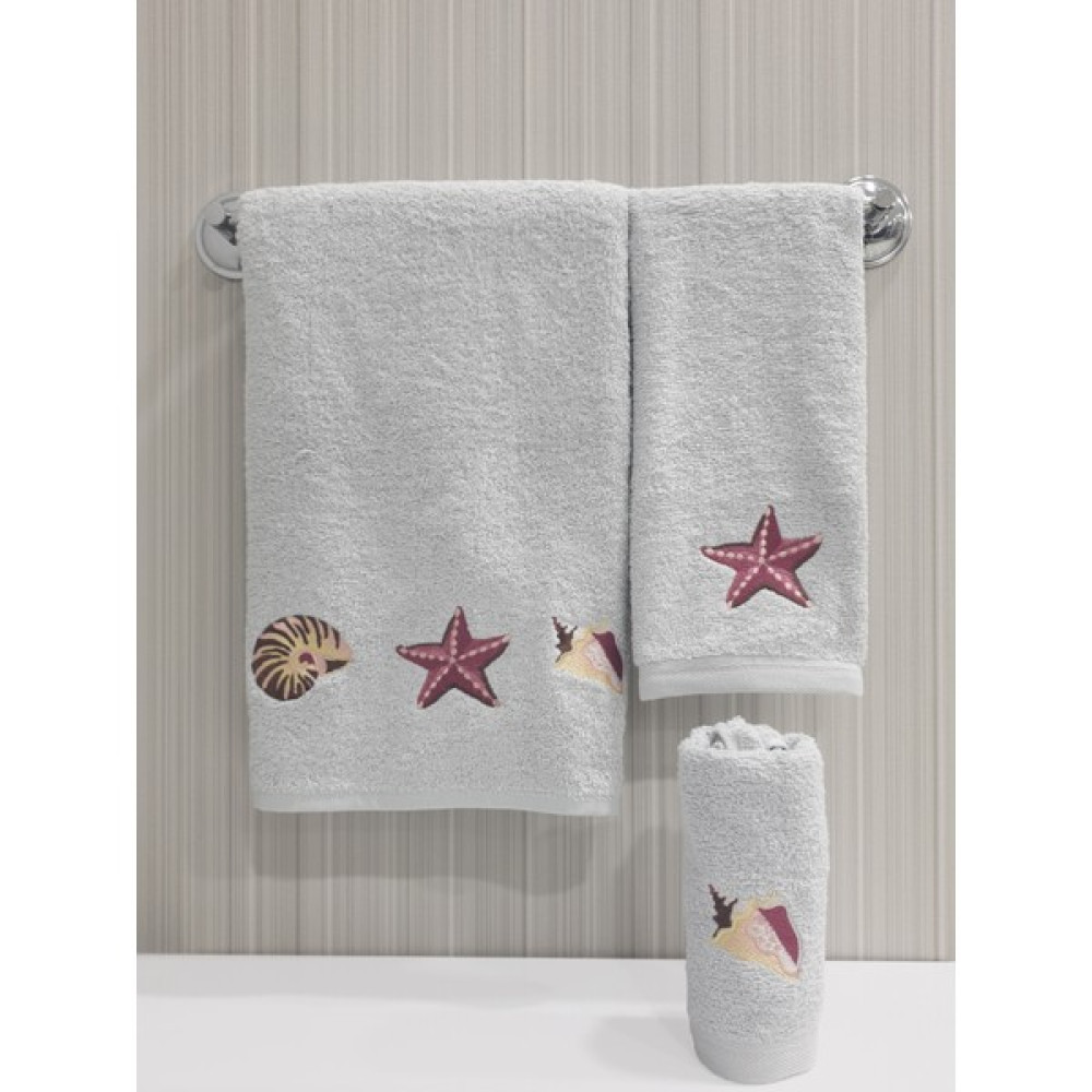 Tanem Home Deniz Yıldızı Nakışlı 3 Parça Havlu Seti 30x50 / 40x60 / 50x90 Cm - Renkli - 30 x 50 cm El / Yüz Havlusu Fiyatı