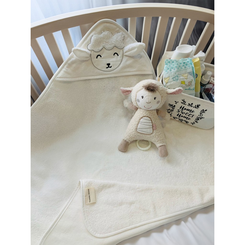 Tanem Home Pamuk Kuzu Desen Nakışlı Bebek Havlu Kundak 75 x 75CM Bebek Havlusu Fiyatı