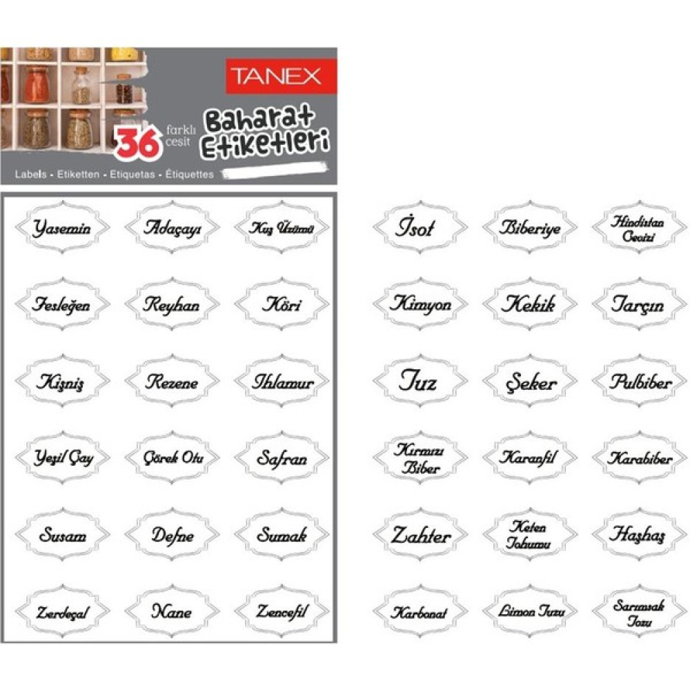 Tanex Baharat Etiketi Şeffaf 32X22MM Etiket Makinesi Fiyatı