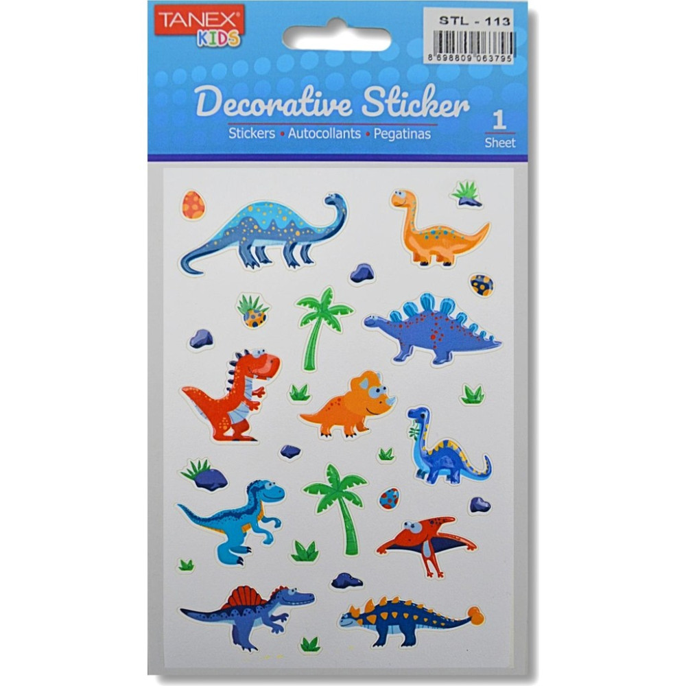 Tanex Kids Sticker Sevimli Dinozor 29 Parça (STL-113) Okul Etiketi Fiyatı
