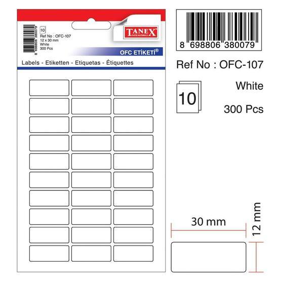 Tanex OFC-107 Beyaz 100 Adet 10'lu Poşet Ofis Etiketi