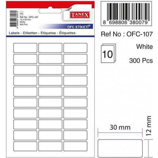 Tanex OFC-107 Beyaz 100 Adet 10'lu Poşet Ofis Etiketi